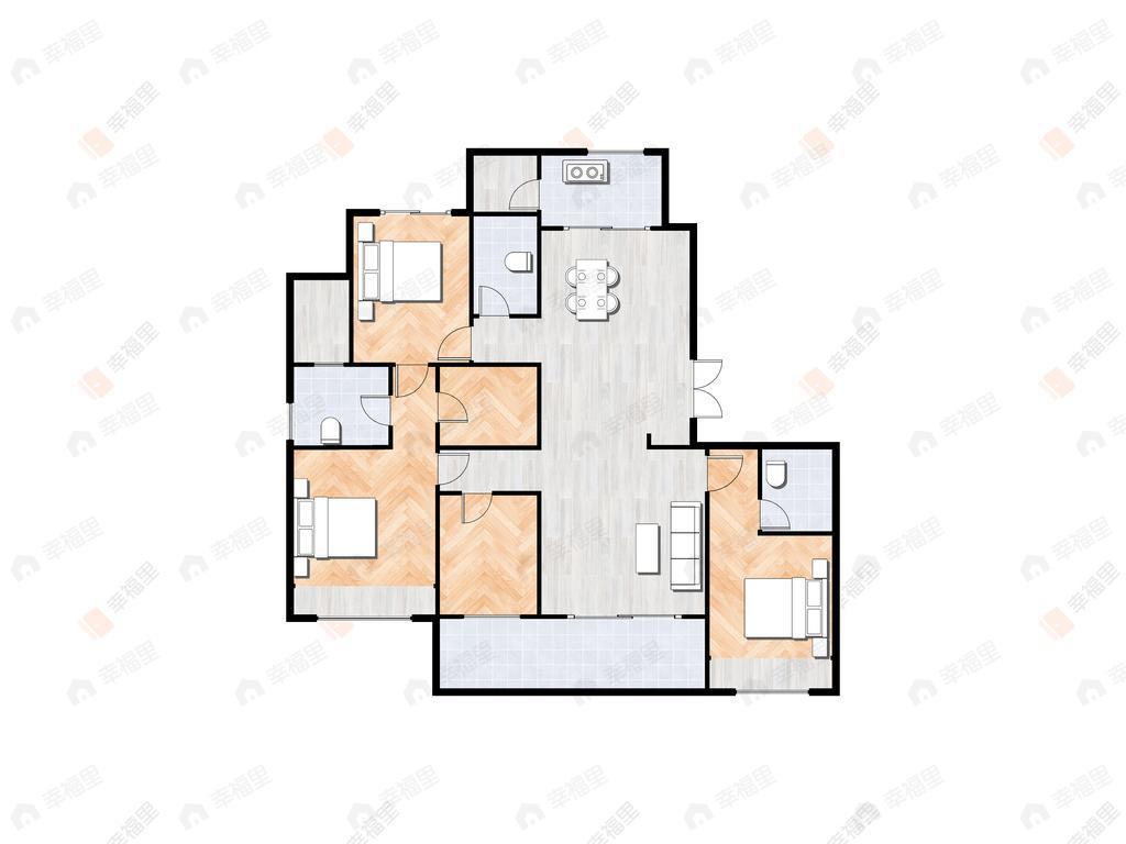 4室2厅3卫建面190平北|南户型图