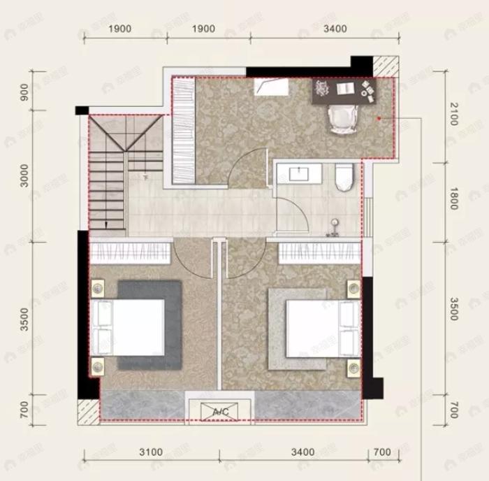 中鑫海广场4室2厅2卫户型图