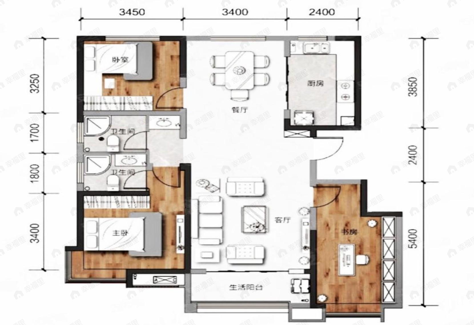 佳栖云四季3室2厅2卫户型图