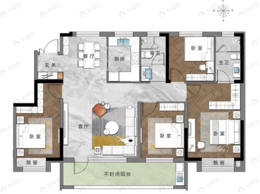 众成星光·朗悦府4室2厅2卫户型图