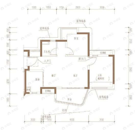 保利梦想城2室2厅1卫户型图