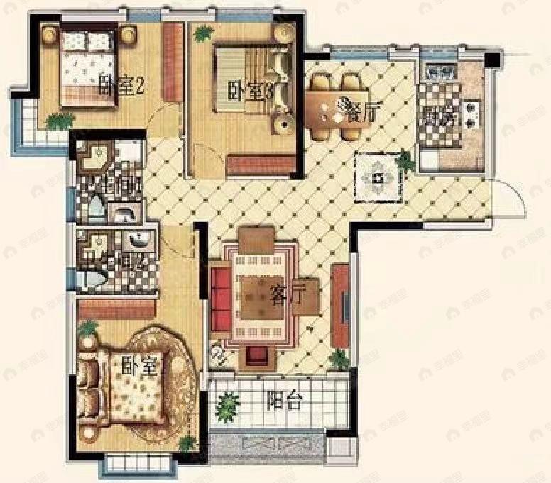 合兴嘉园3室2厅2卫户型图