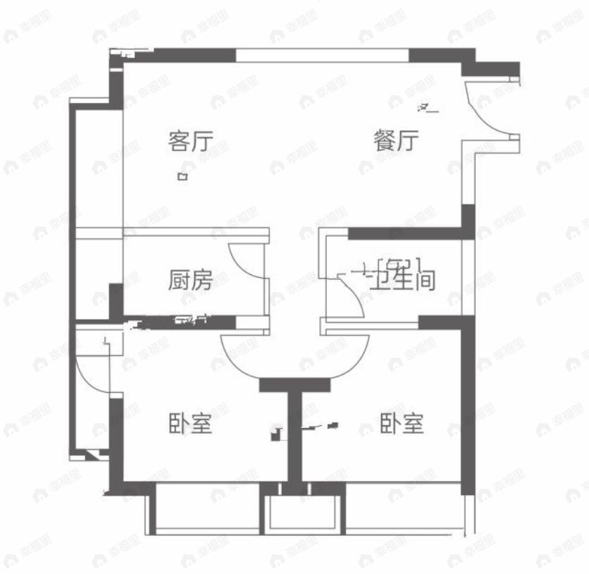 糖果SOHO2室1厅1卫户型图