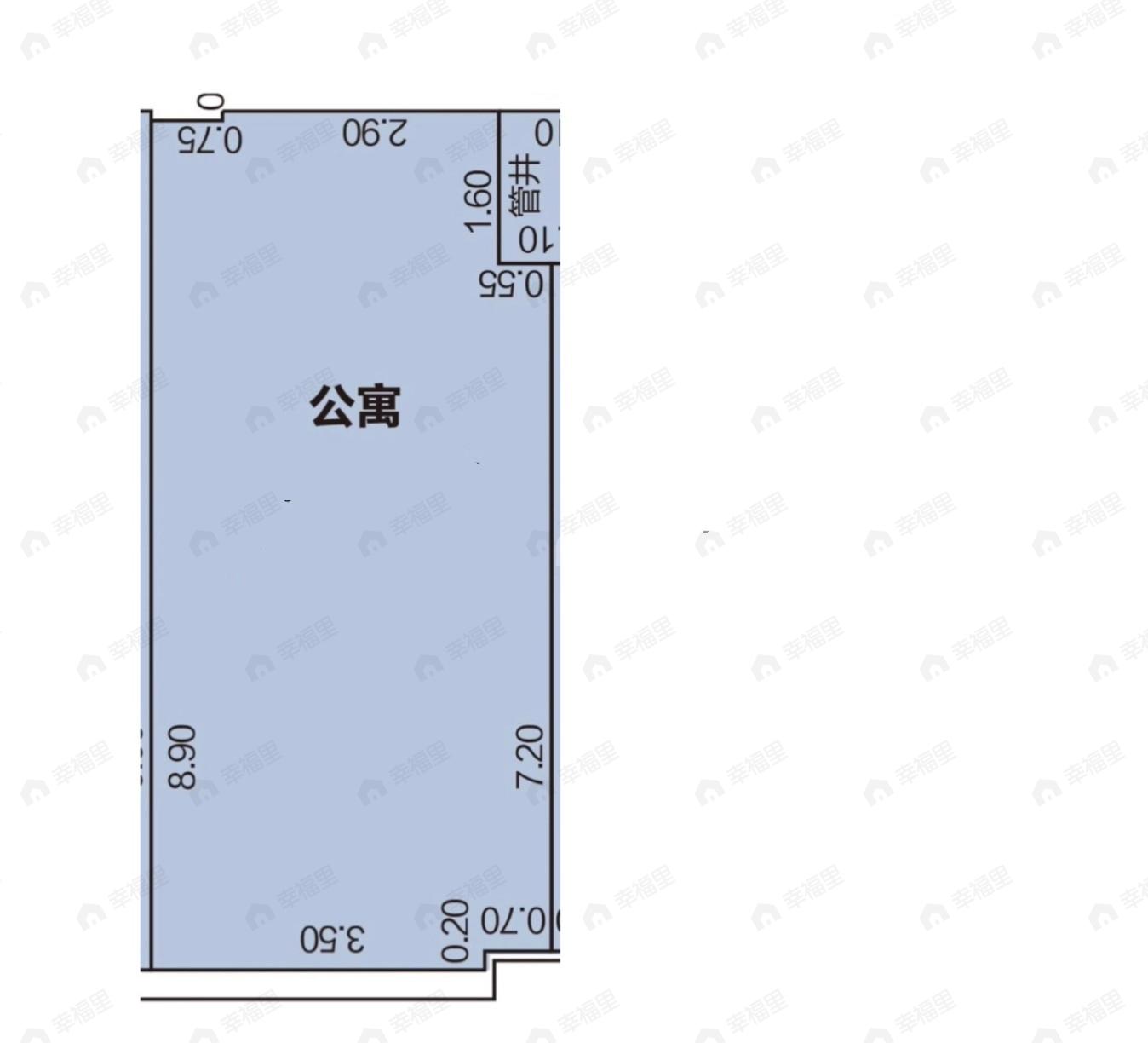 1室建面52m²东|西户型图