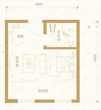 水郡花都1室1厅1卫户型图