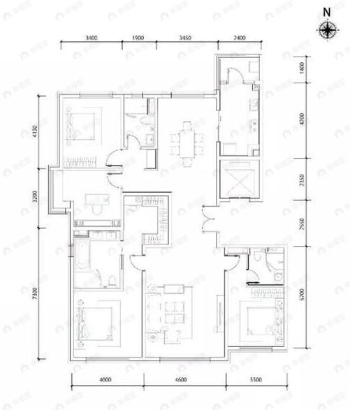 泰禾金府大院4室2厅3卫户型图