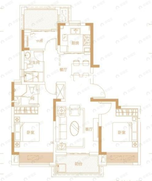 东青云锦熙悦3室2厅2卫户型图