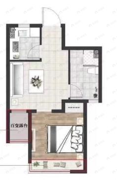 中铁春风十里1室1厅1卫户型图