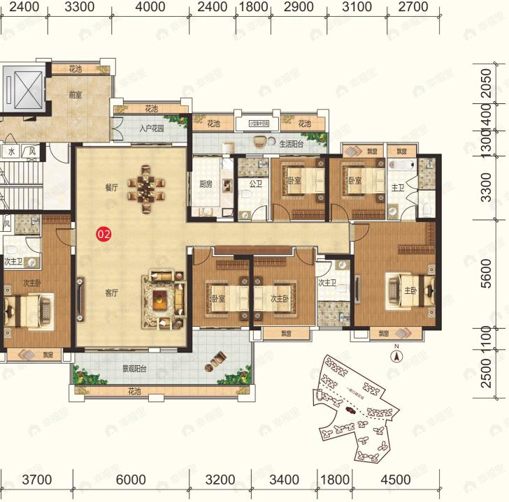 乐天2期6室2厅4卫户型图