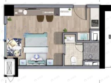 中铁卓越中心1室1厅1卫户型图