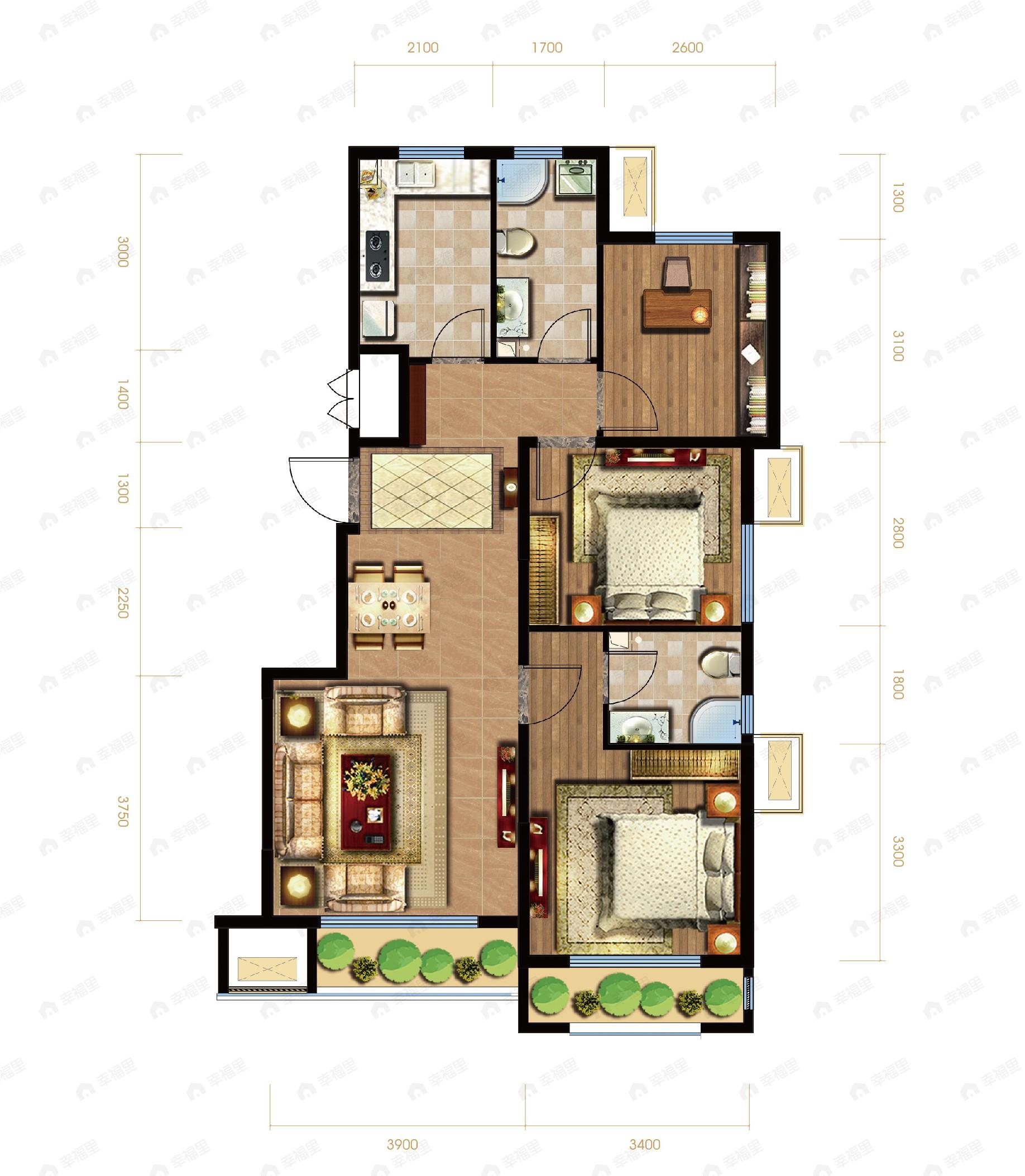 通用博园3室2厅2卫户型图
