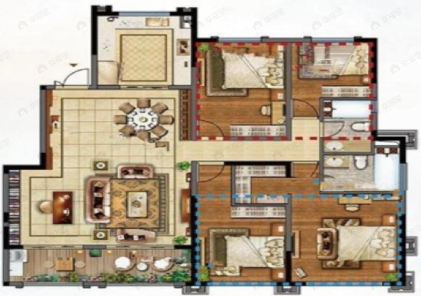 4室2厅2卫建面139平户型图