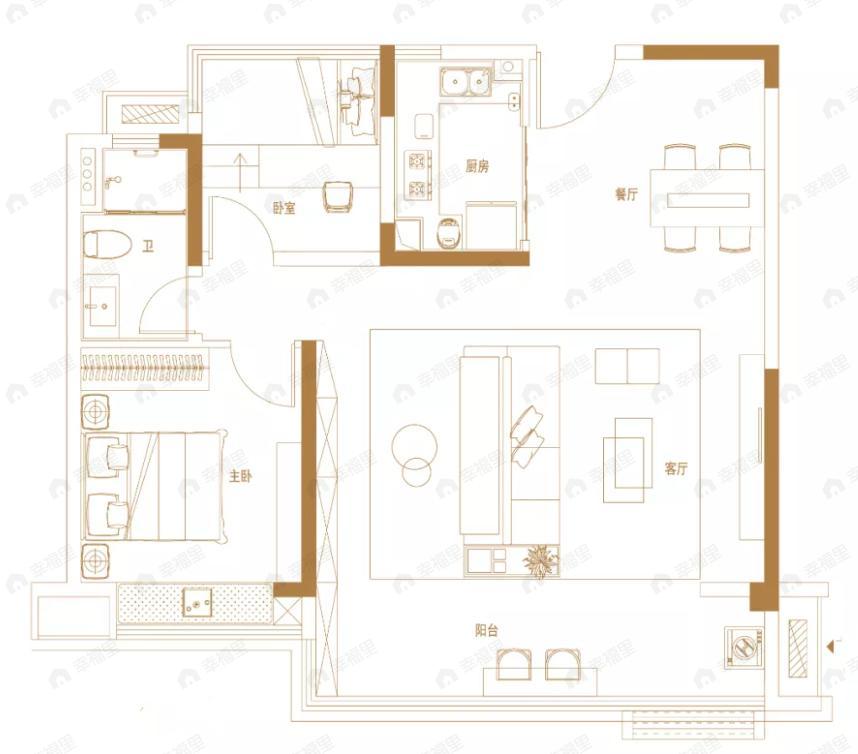 碧桂园玺园2室2厅1卫户型图
