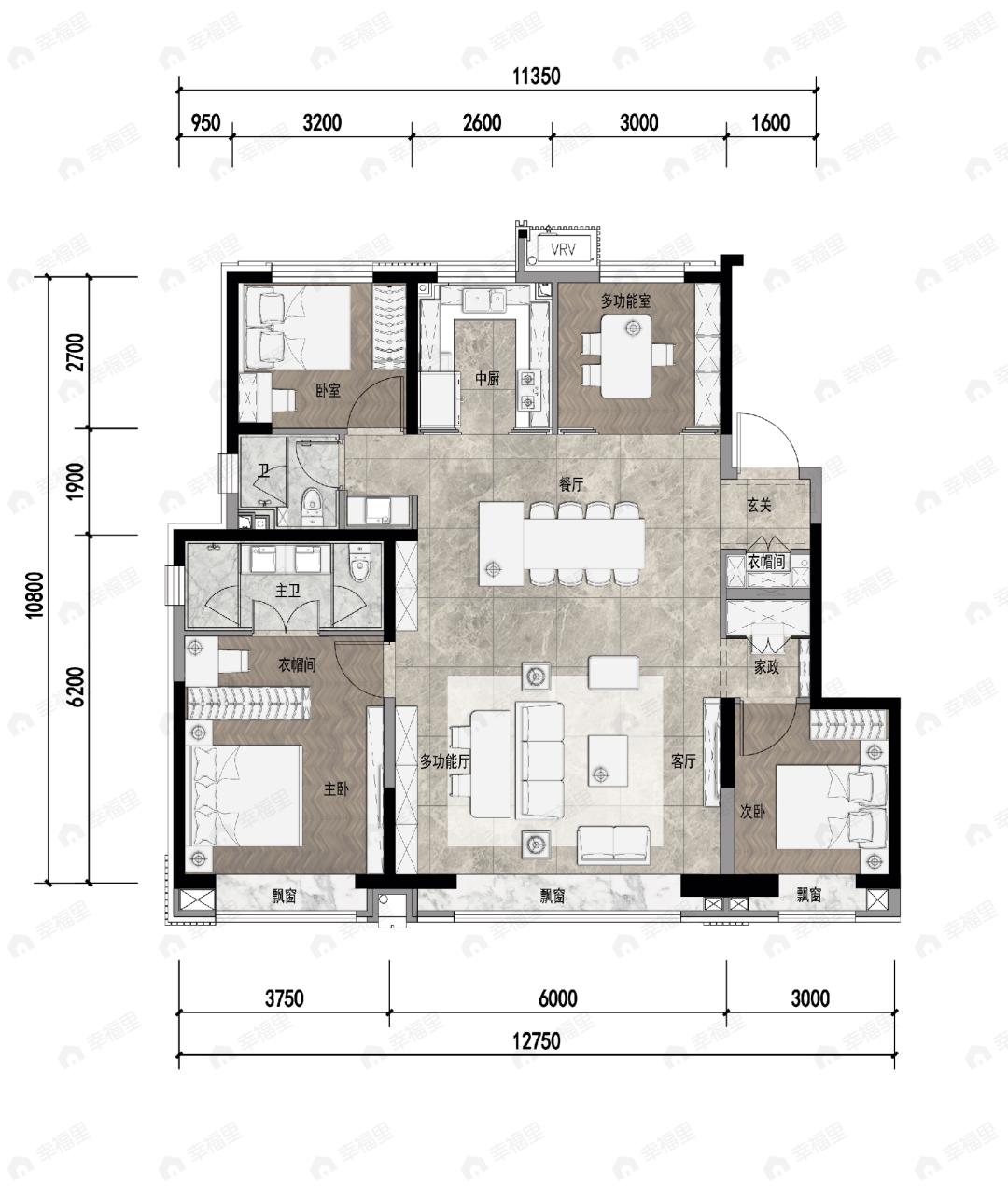 雅居乐富春山居4室2厅2卫户型图