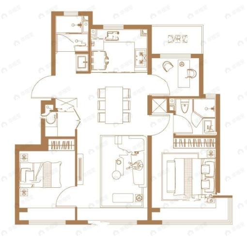 中建·长安麓院3室2厅2卫户型图