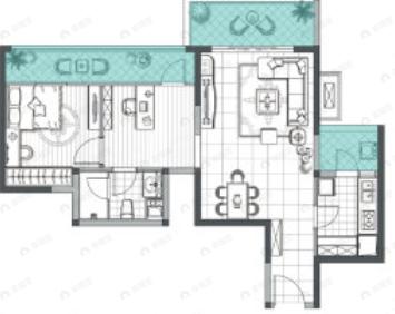 华侨城御龙山2室2厅1卫户型图