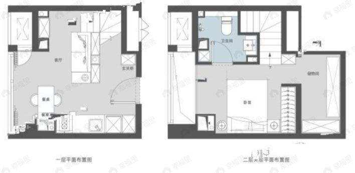 1室2厅1卫建面31平户型图