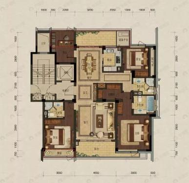 富春望4室2厅3卫户型图