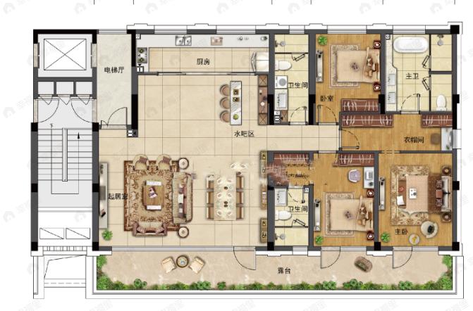 青建金尊府3室2厅3卫户型图