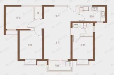 观园壹号3室2厅1卫户型图