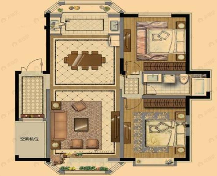 天房崇德园2室2厅1卫户型图