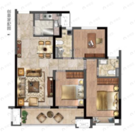 千禧城3室2厅2卫户型图