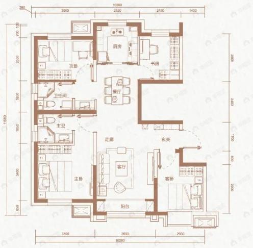 大兴发展亦生悦4室2厅2卫户型图