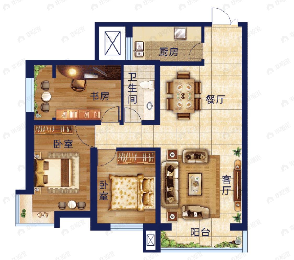 九洲城二期3室2厅1卫户型图