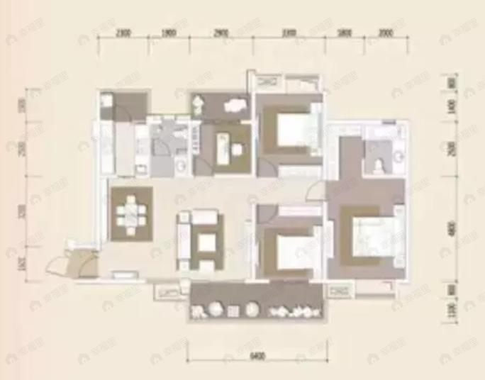 美信国际花园城4室2厅2卫户型图
