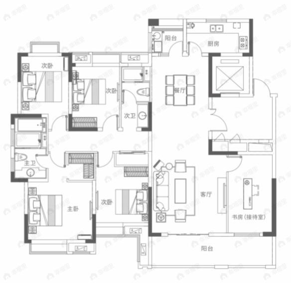 众安中至未来里5室2厅2卫户型图