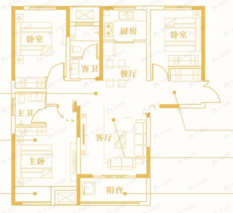 正泰君和府3室2厅2卫户型图
