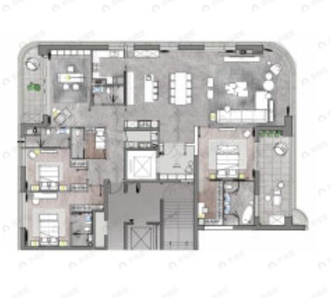 3室2厅5卫建面350平东户型图
