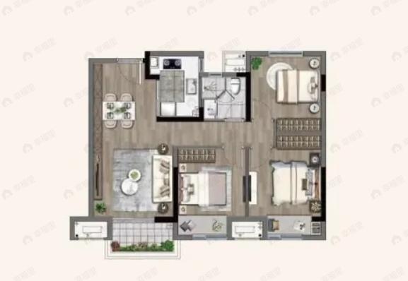 景瑞悦庭3室2厅1卫户型图