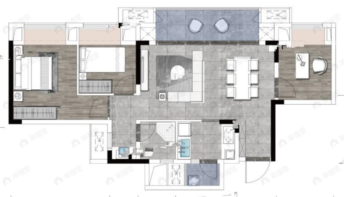 康田栖棠观樾3室2厅2卫户型图