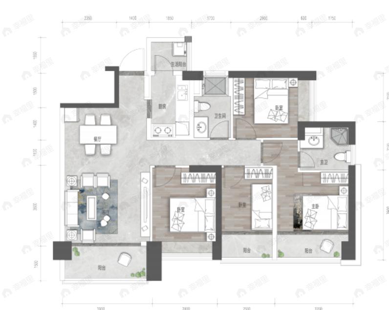 富基云珑府4室2厅2卫户型图