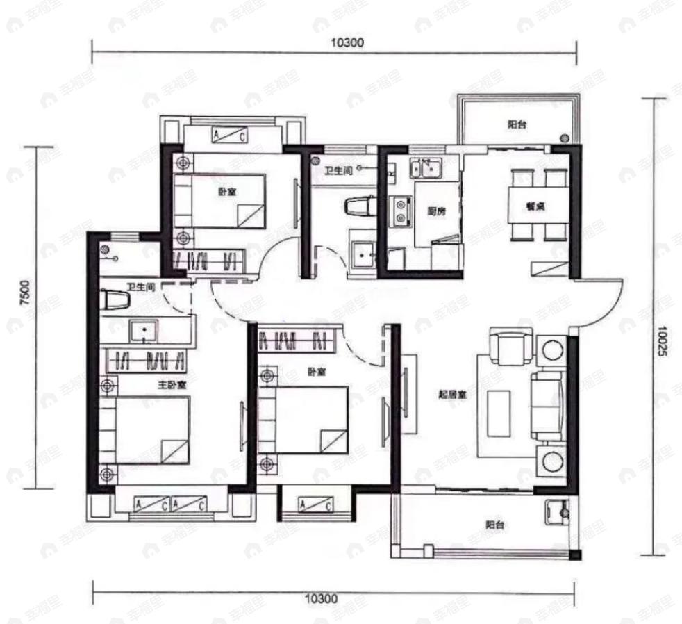 锦绣江城3室2厅2卫户型图