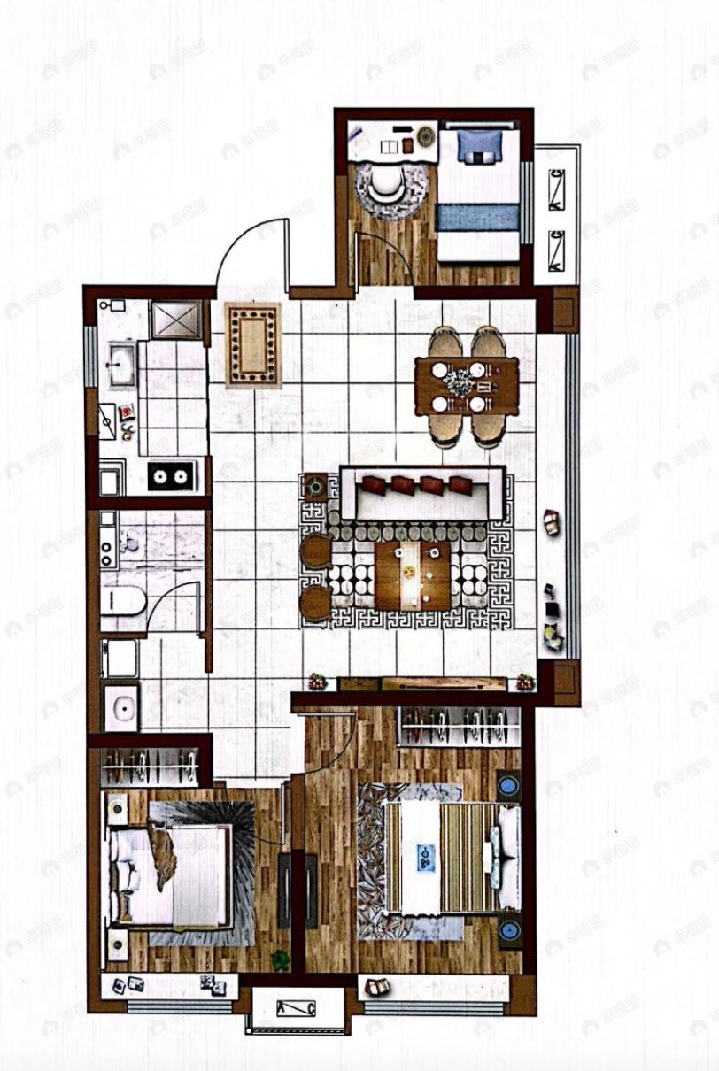 兰州中央公园3室2厅1卫户型图
