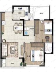 城市蓝湾2室2厅1卫户型图