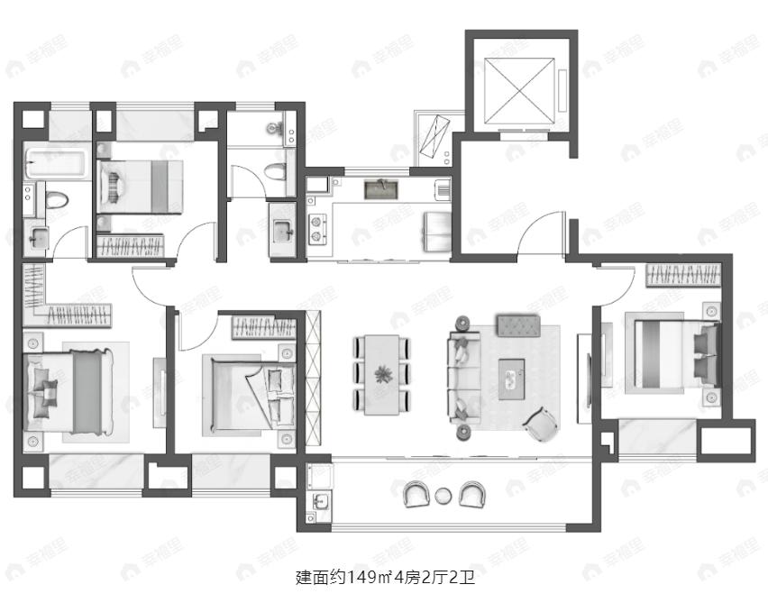 和光璀璨花园4室2厅2卫户型图