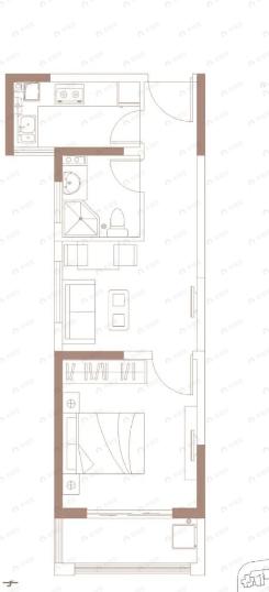 溢泽华庭二期1室1厅1卫户型图