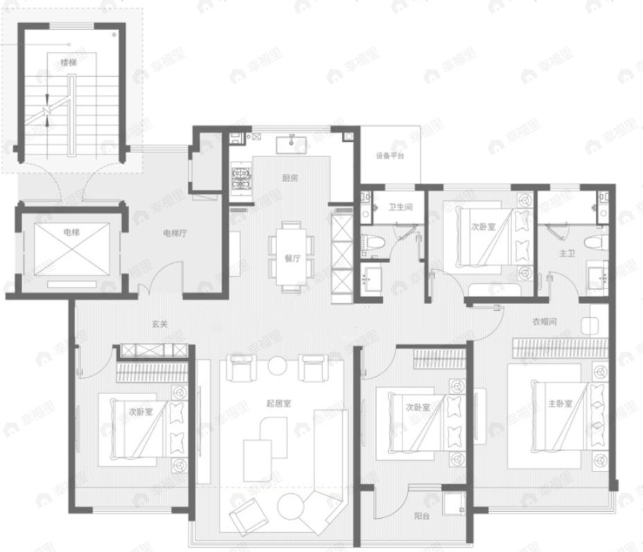 天一仁和崂山湾壹号4室2厅2卫户型图