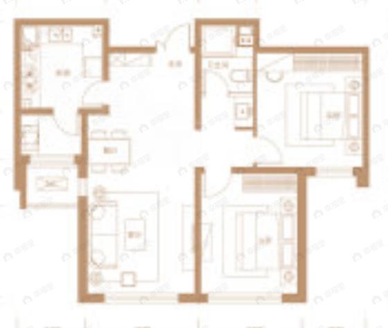 首创天阅海河2室2厅1卫户型图