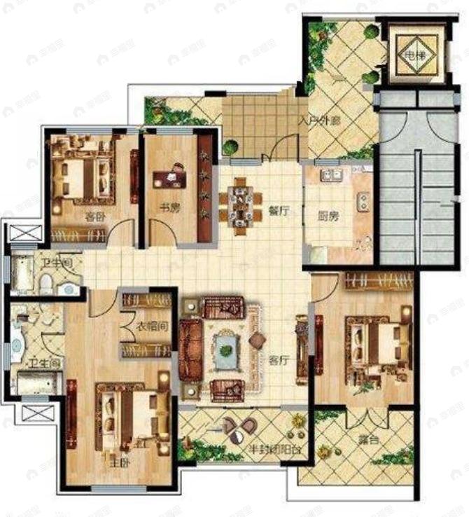 浦江御景湾4室2厅2卫户型图