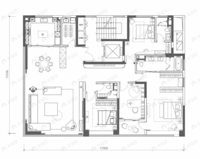 沣水云岭4室2厅3卫户型图