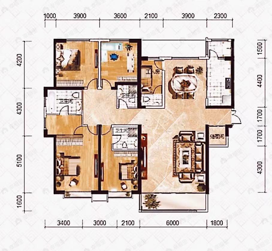 中广宜景湾郡城4室2厅3卫户型图