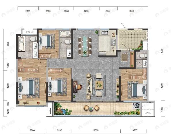 居然之家金尊世家4室2厅3卫户型图