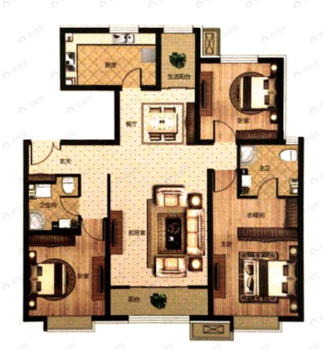 融侨观澜3室2厅2卫户型图