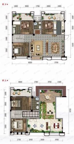 5室2厅3卫建面175平西北|东南户型图