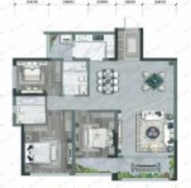 四季贵州椿棠府玖玺台3室2厅2卫户型图