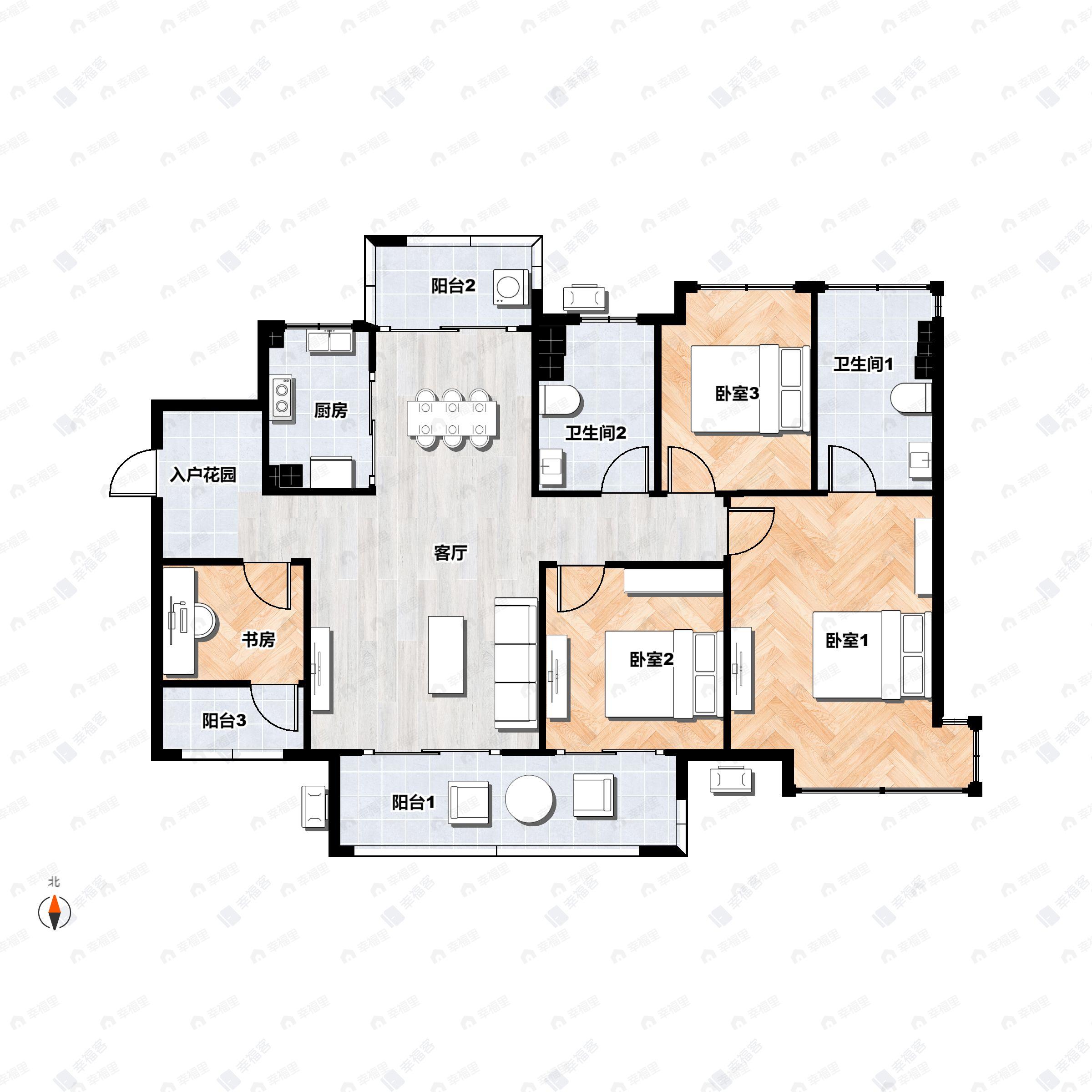 4室2厅2卫建面125平户型图
